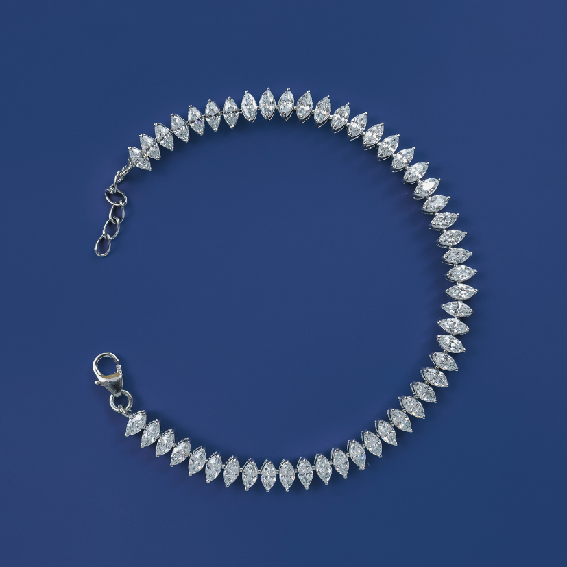 Marquise Gleam Bracelet – Sterling Silver Line with Elongated Zirconia