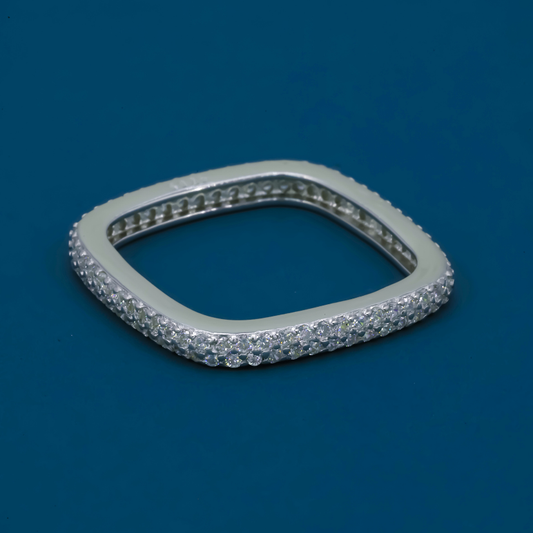 Sleek Pavé 925 Silver Ring