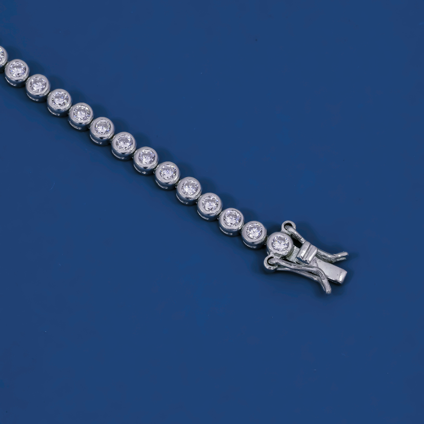 Celeste Bezel Tennis Bracelet – Sterling Silver with Round-Cut Zirconia