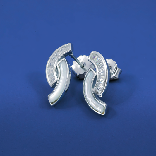 Lunar Arc Sterling Silver Studs Earrings