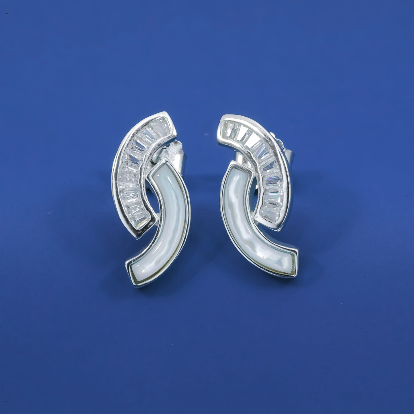 Lunar Arc Sterling Silver Studs Earrings