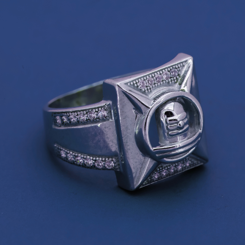 SAT Mahadev Shivling Ring – 925 Sterling Silver Statement Ring