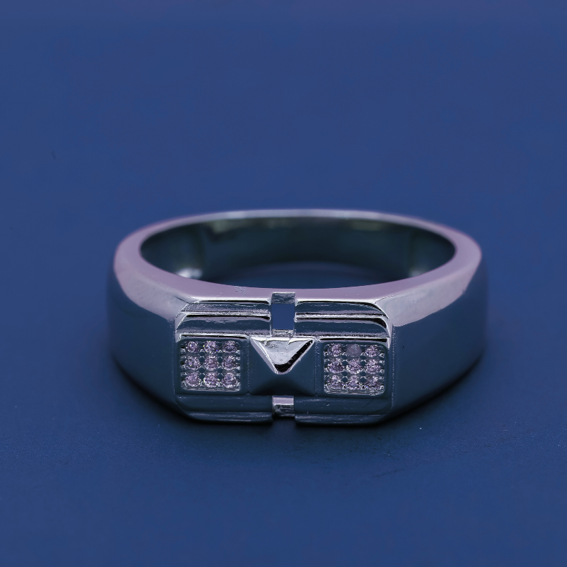 TriCore Men’s Ring – Silver Triangle Accent Ring