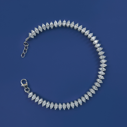 Marquise Gleam Bracelet – Sterling Silver Line with Elongated Zirconia