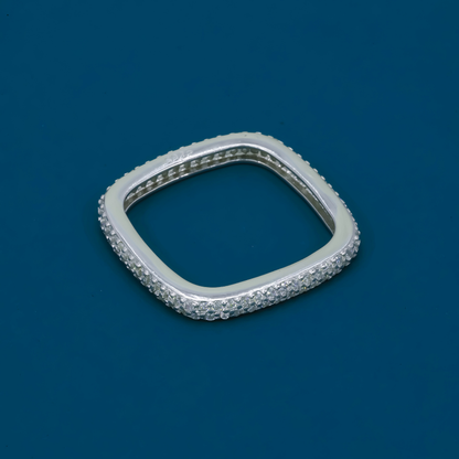 Sleek Pavé 925 Silver Ring