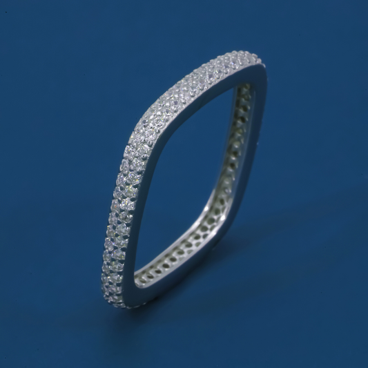 Sleek Pavé 925 Silver Ring