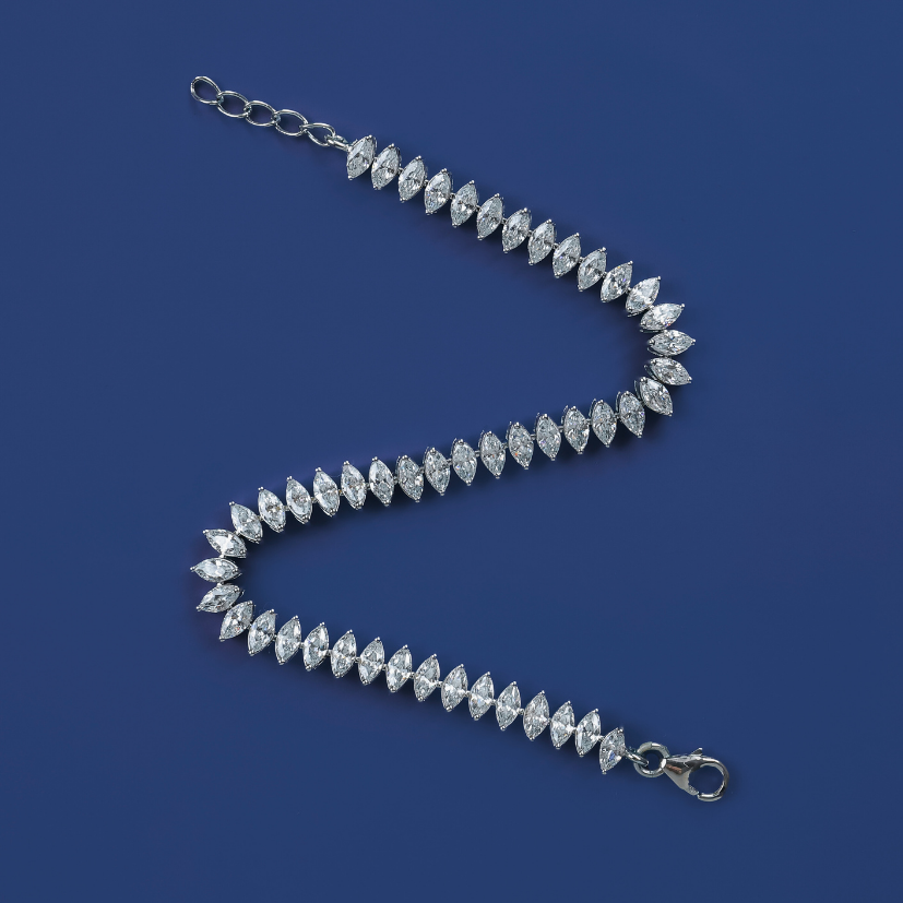 Marquise Gleam Bracelet – Sterling Silver Line with Elongated Zirconia