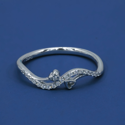 Twin Heart Wave 925 Silver Ring