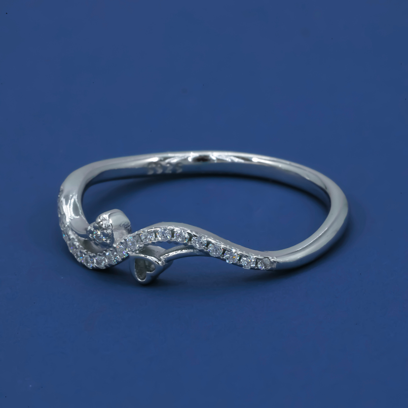 Twin Heart Wave 925 Silver Ring