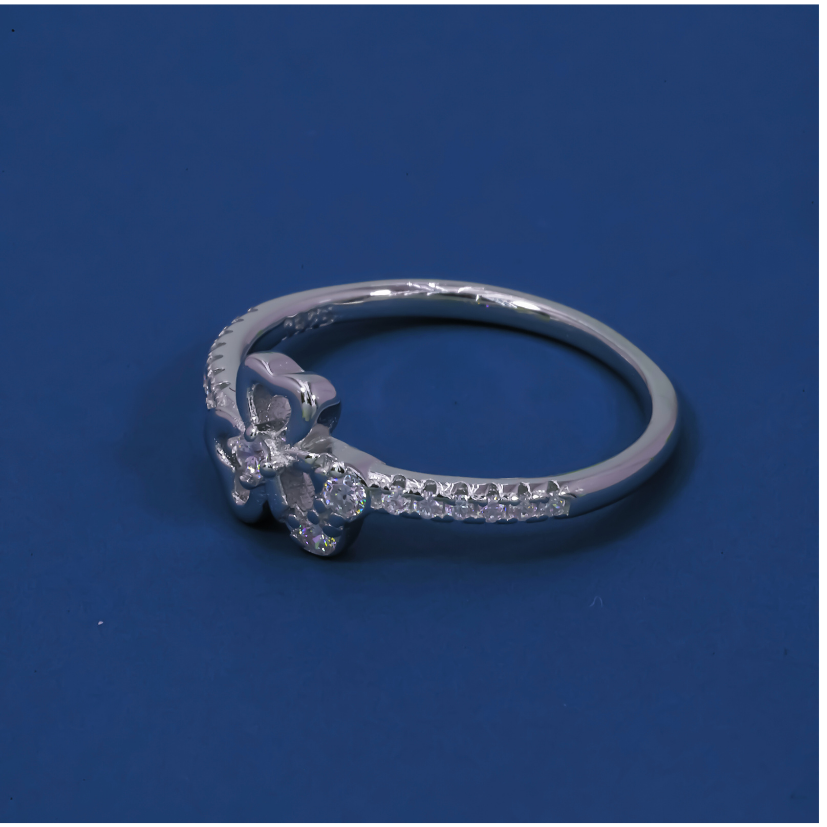 Blossom Heart 925 Sterling Silver Zircon Ring