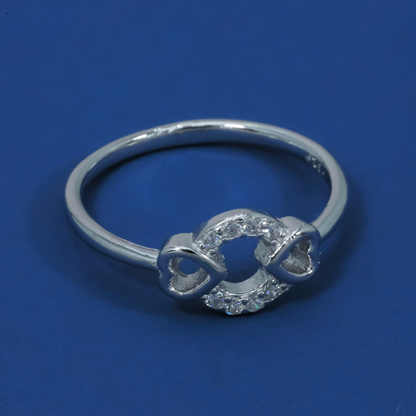 Eternelle 925 Silver Twin Heart Halo Ring