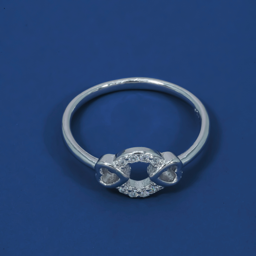 Eternelle 925 Silver Twin Heart Halo Ring