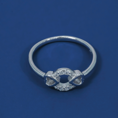 Eternelle 925 Silver Twin Heart Halo Ring