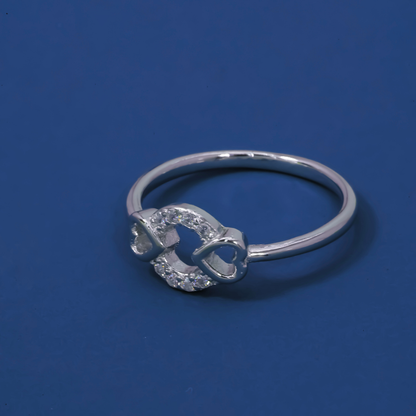 Eternelle 925 Silver Twin Heart Halo Ring
