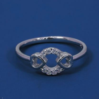 Eternelle 925 Silver Twin Heart Halo Ring