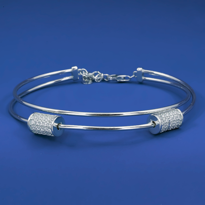 Minimal Luxe Cylinder Bracelet – Sleek Sterling Silver Bangle