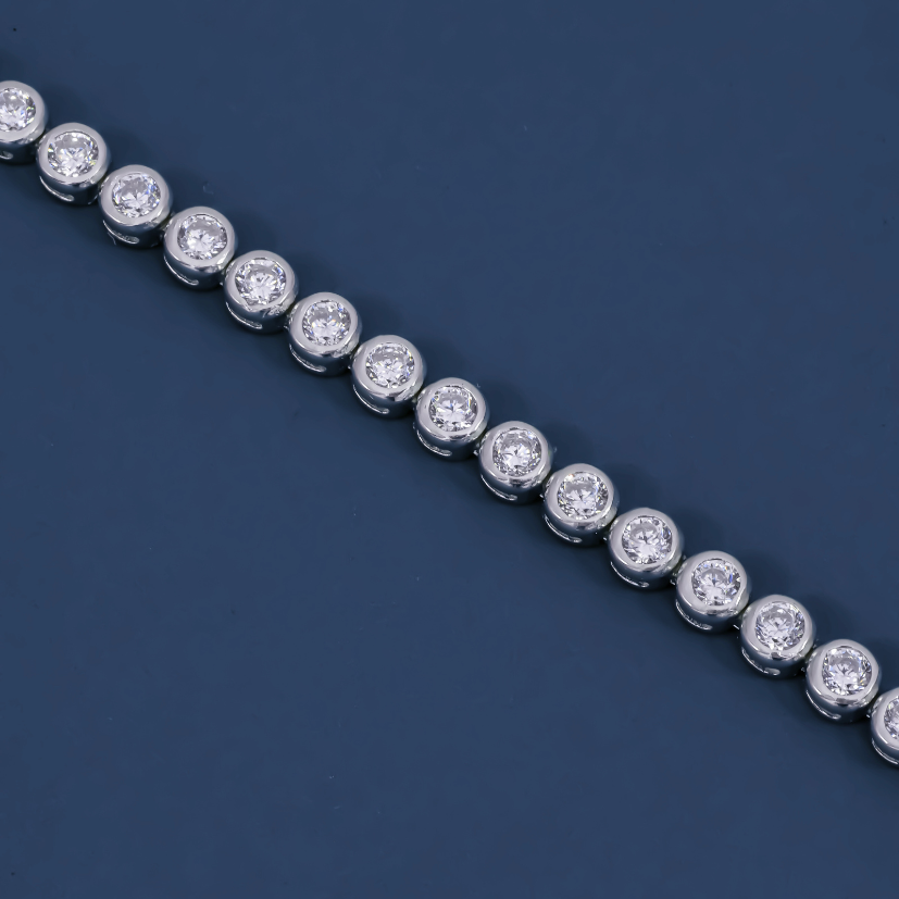 Celeste Bezel Tennis Bracelet – Sterling Silver with Round-Cut Zirconia