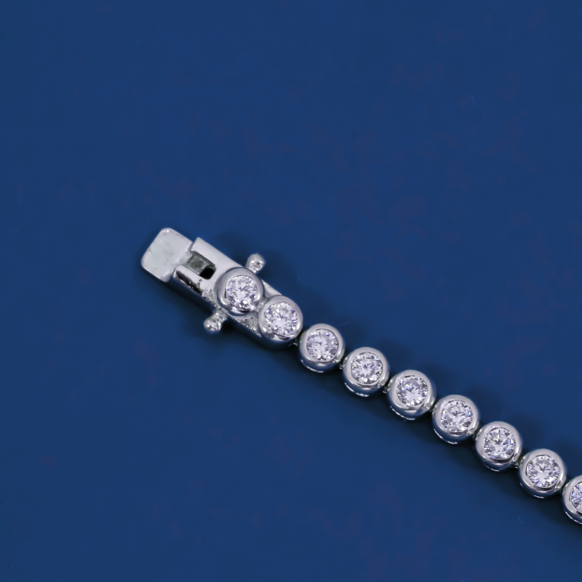 Celeste Bezel Tennis Bracelet – Sterling Silver with Round-Cut Zirconia