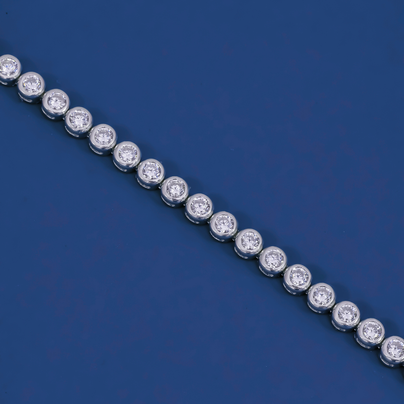 Celeste Bezel Tennis Bracelet – Sterling Silver with Round-Cut Zirconia