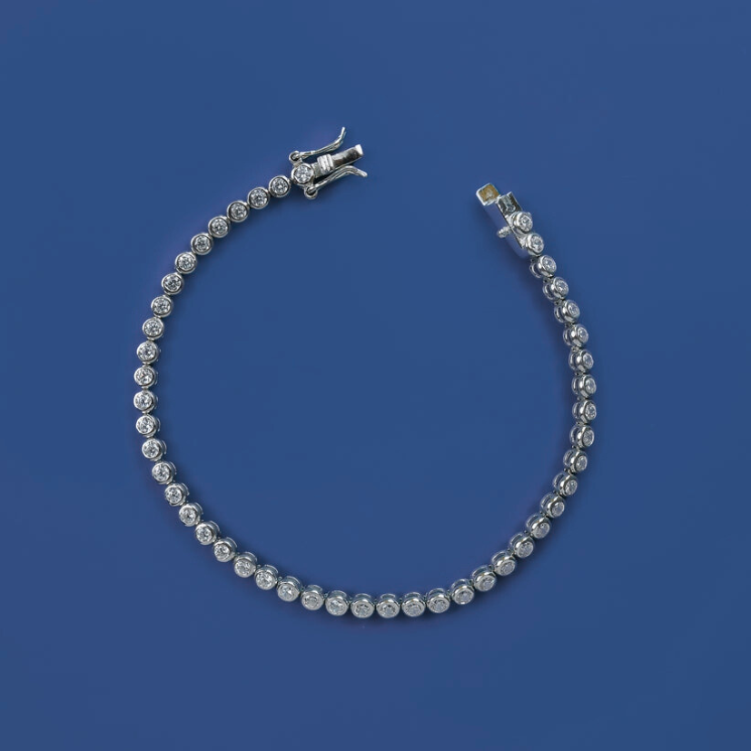 Celeste Bezel Tennis Bracelet – Sterling Silver with Round-Cut Zirconia
