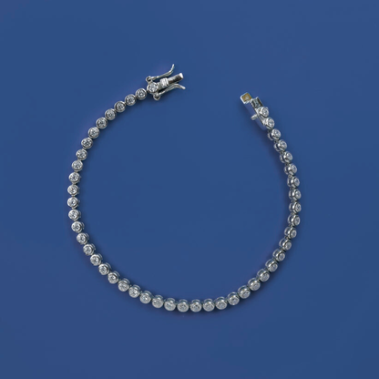 Celeste Bezel Tennis Bracelet – Sterling Silver with Round-Cut Zirconia