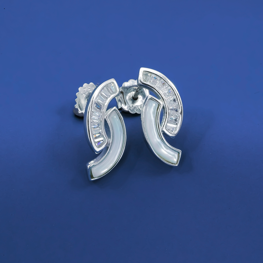 Lunar Arc Sterling Silver Studs Earrings