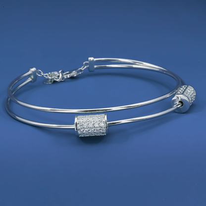 Minimal Luxe Cylinder Bracelet – Sleek Sterling Silver Bangle