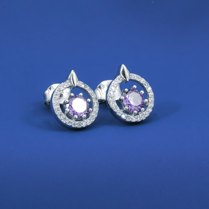 Violet Bloom Solitaire Zircon Studs Earrings