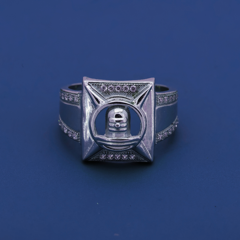 SAT Mahadev Shivling Ring – 925 Sterling Silver Statement Ring