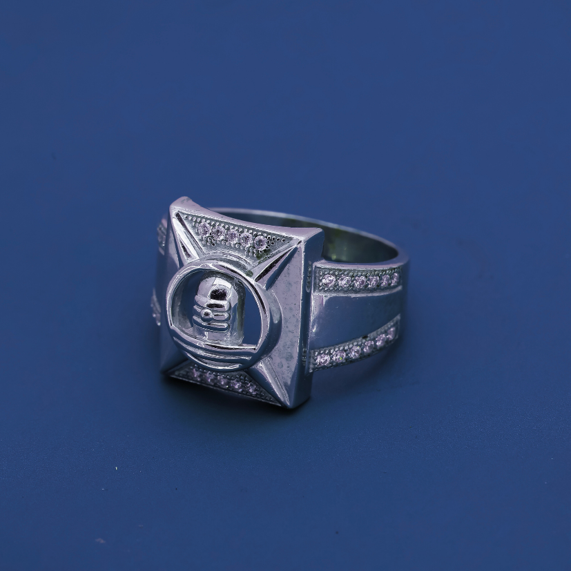 SAT Mahadev Shivling Ring – 925 Sterling Silver Statement Ring