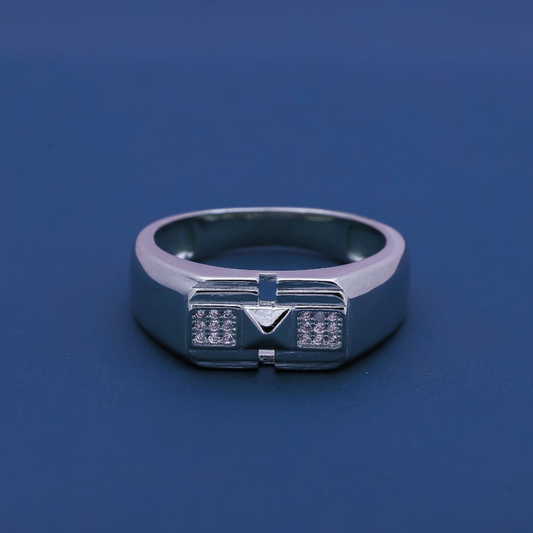TriCore Men’s Ring – Silver Triangle Accent Ring