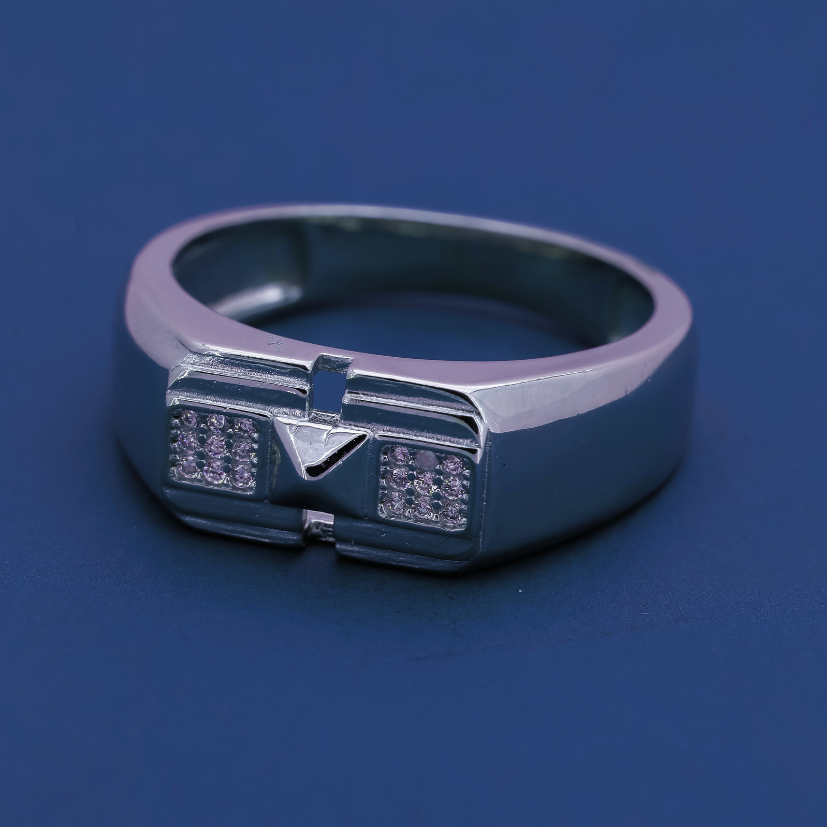 TriCore Men’s Ring – Silver Triangle Accent Ring