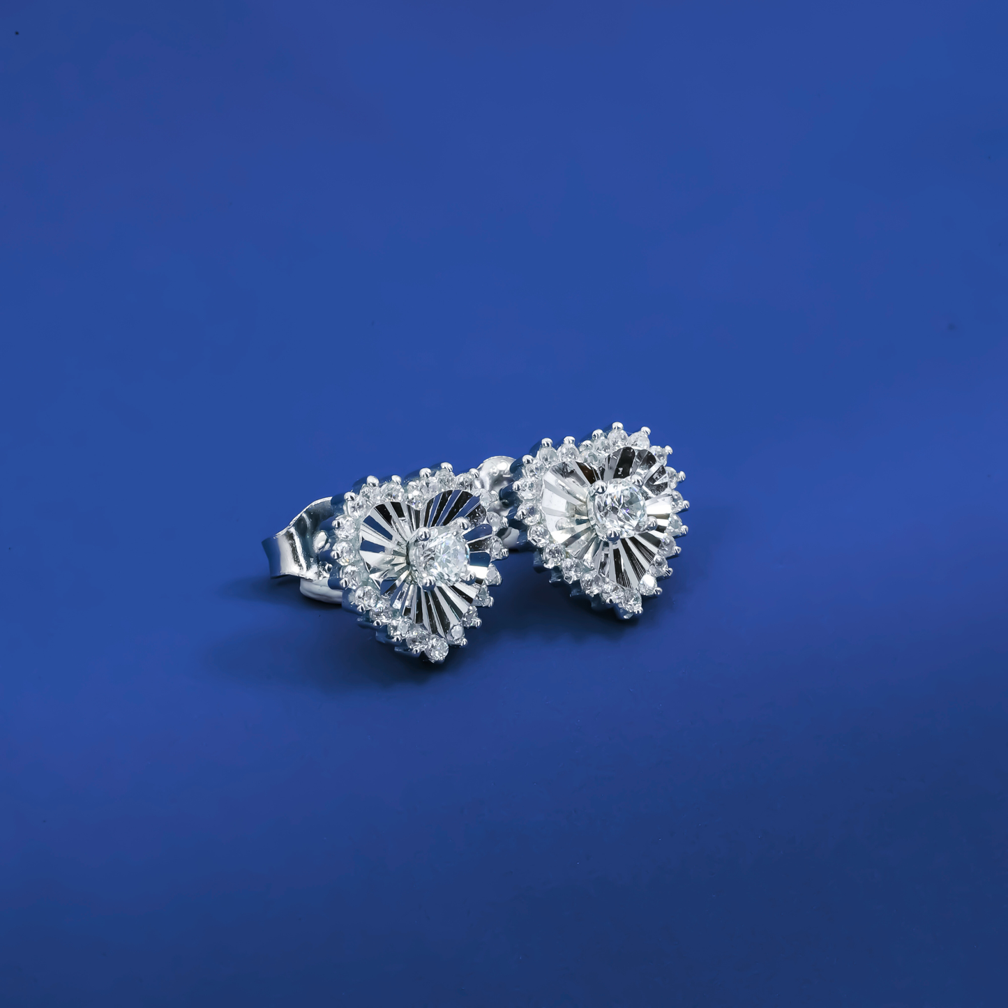 Radiant Heart Cut Zircon Stud Earrings – Sterling Silver Sparkle Design
