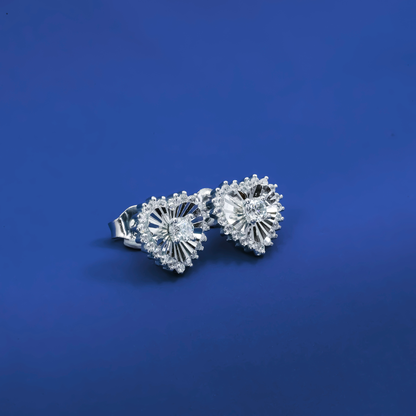 Radiant Heart Cut Zircon Stud Earrings – Sterling Silver Sparkle Design