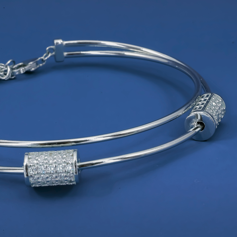 Minimal Luxe Cylinder Bracelet – Sleek Sterling Silver Bangle