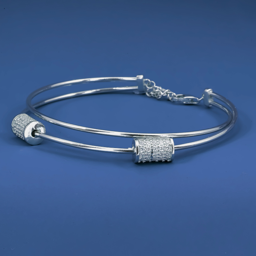 Minimal Luxe Cylinder Bracelet – Sleek Sterling Silver Bangle