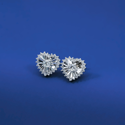 Radiant Heart Cut Zircon Stud Earrings – Sterling Silver Sparkle Design