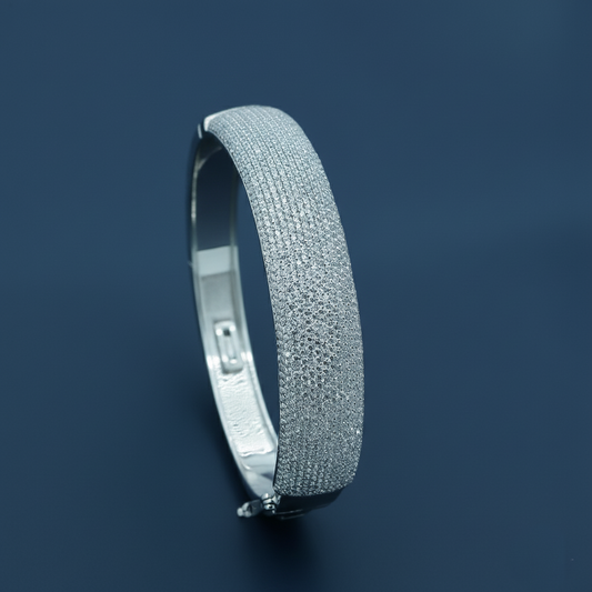 Regal Frost Kada – Full Zircon Silver Power Band