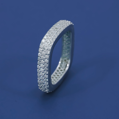 Bold Pavé 925 Silver Ring