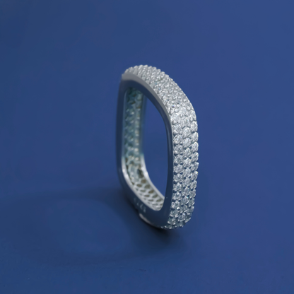 Bold Pavé 925 Silver Ring