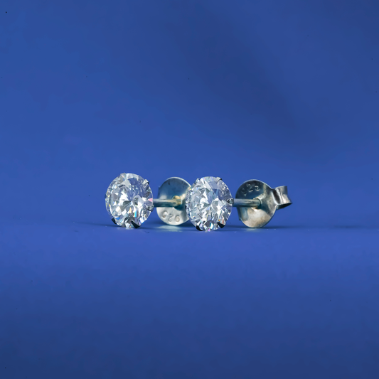 Classic Round-Cut Solitaire Unisex Stud Earrings in 925 Sterling Silver